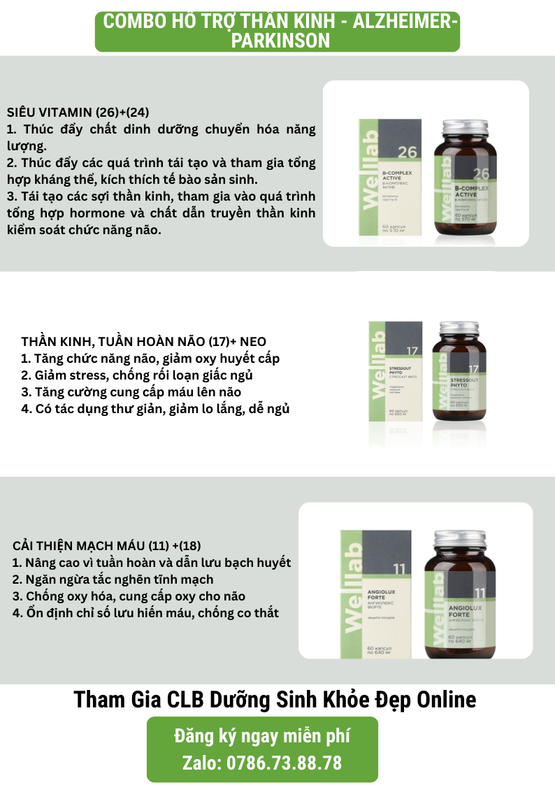 Combo hỗ trợ Thần kinh - Alzheimer - Parkinson