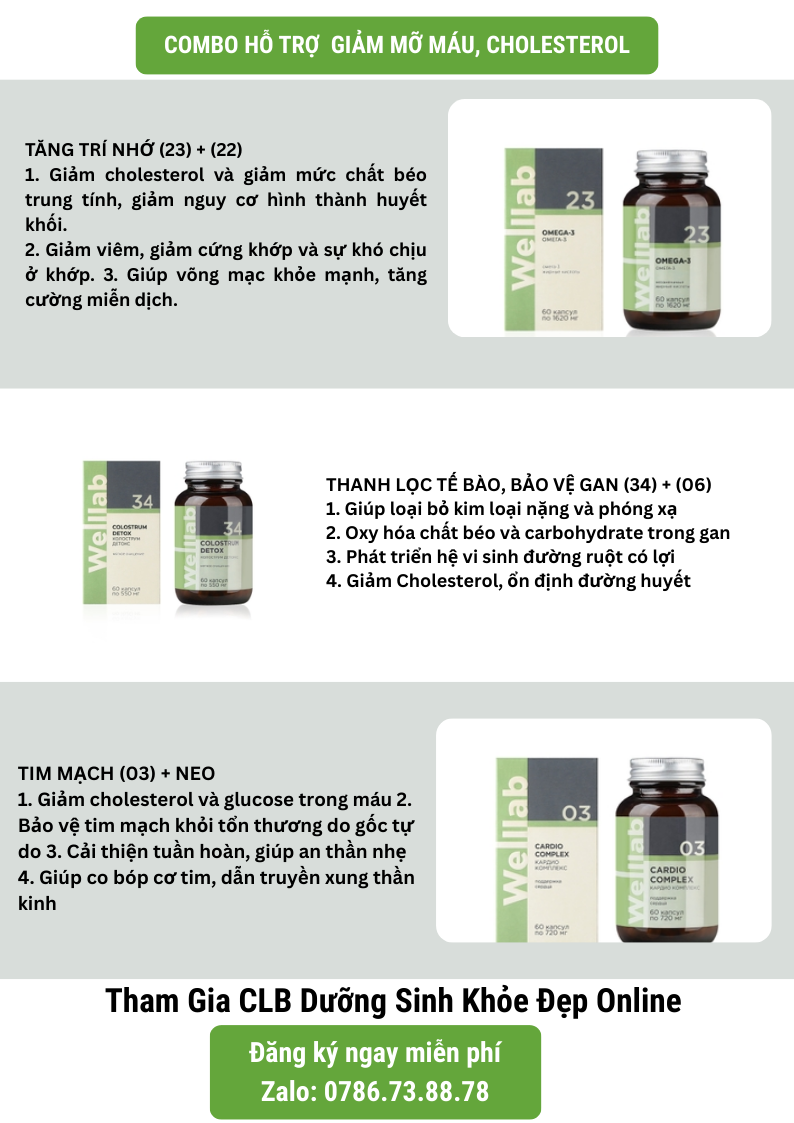 Combo hỗ trợ giảm mỡ máu, cholesterol