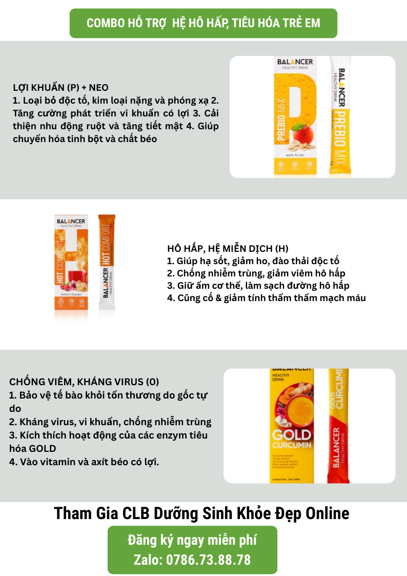 Combo hỗ trợ hệ hô hấp, tiêu hóa trẻ em thiên nhiên