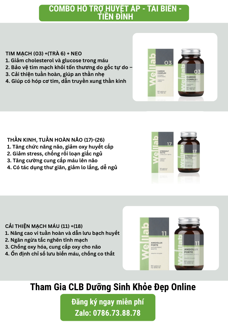 Combo hỗ trợ huyết áp -tim mạch- tai biến- tiền đình