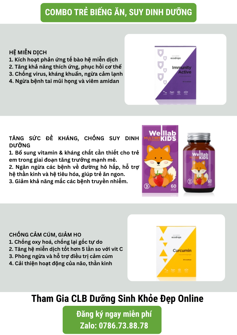 Combo trẻ biếng ăn, suy dinh dưỡng